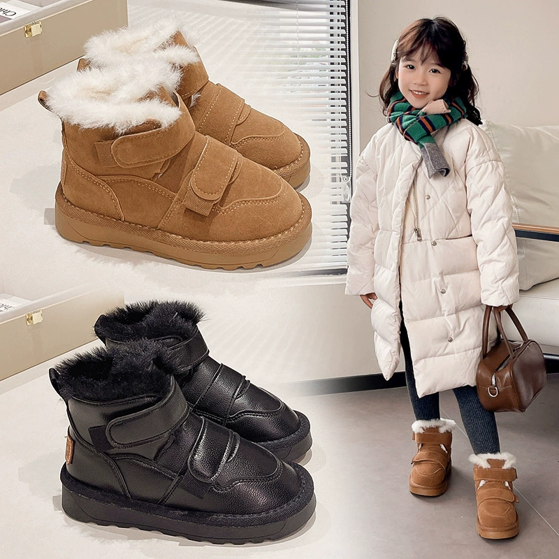 Детские снежные сапоги 2024 зимние новые теплые бархатные ватные сапоги