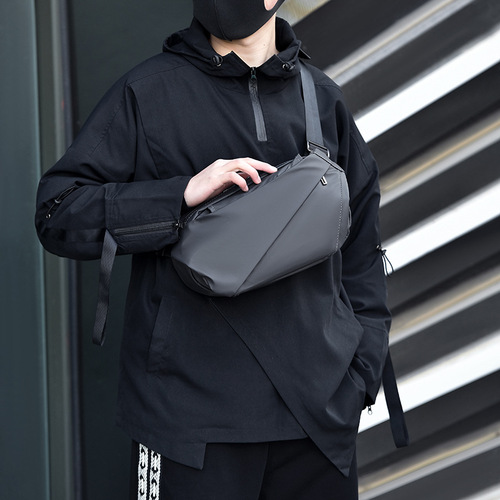 Men's crossbody bag large capacity chest bag shoulder bag small backpack student sports waist bag S114#