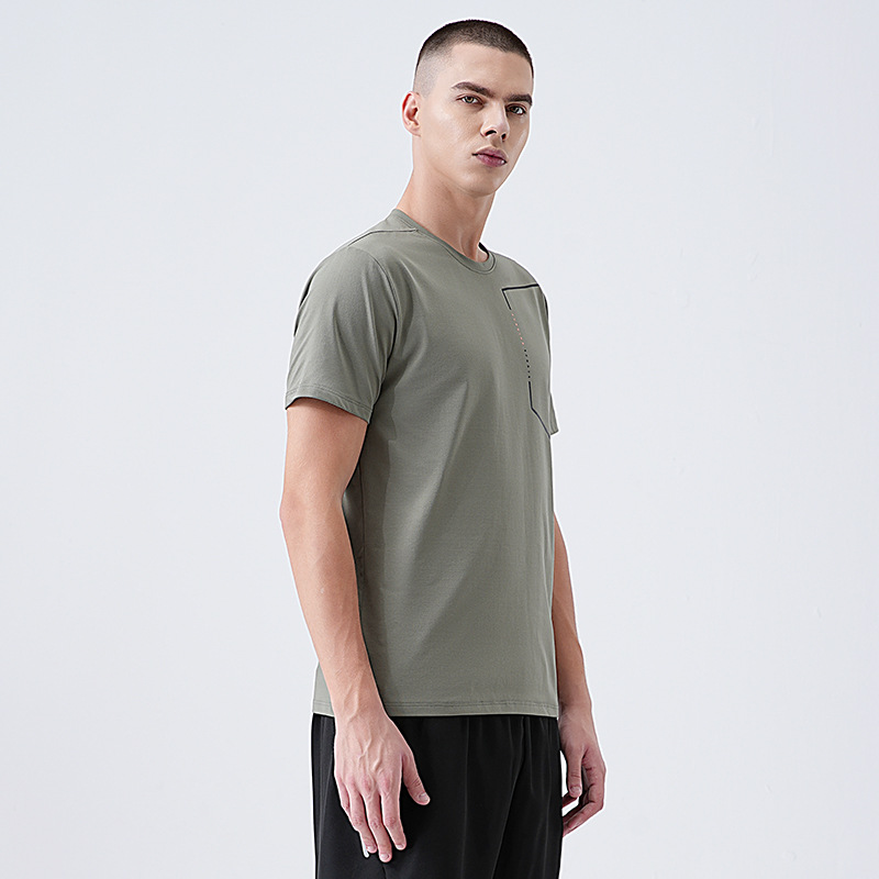 Camiseta deportiva informal de manga corta para hombre, estilo nuevo de verano, transpirable, de secado rápido, para correr y hacer ejercicio, estilo europeo y americano, para comercio exterior transfronterizo.