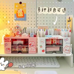 Simple and creative transparent drawer storage box for children, girls, students, office desktop decorations, pen holder, large capacity