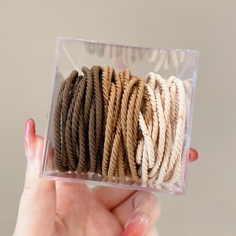 alta elasticidad, banda de goma duradera, hilo sin costura, cuerda de cabello baja, anillo de cabello para mujeres, cubierta de cuero, toque de cabeza