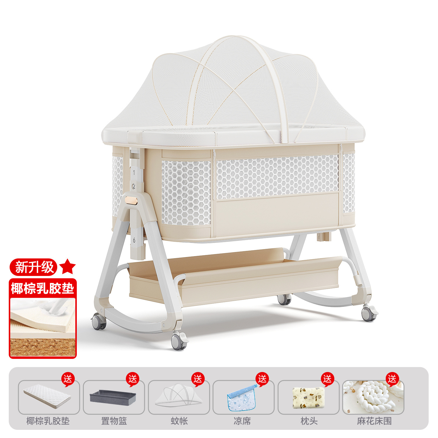 Cama de bebé móvil portátil cuna cama plegable multifuncional BB cama para recién nacidos empalme cama grande