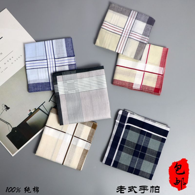 男士手帕送老人用纯棉布怀旧吸汗女士擦汗方巾老式柔软薄手绢全棉
