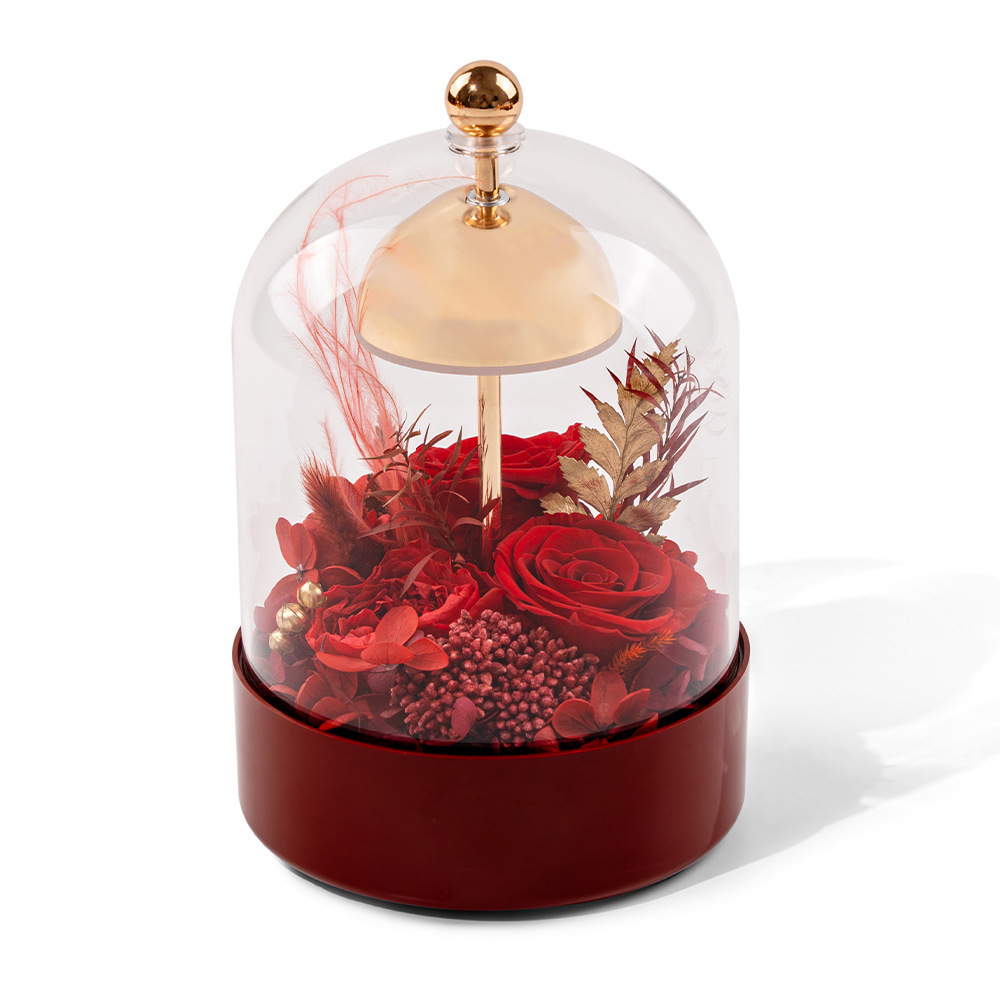 Yunnan al por mayor campana de viento eterna flor de vidrio lámpara de escritorio caja de regalo adornos lámparas de noche dormitorio regalo cálido