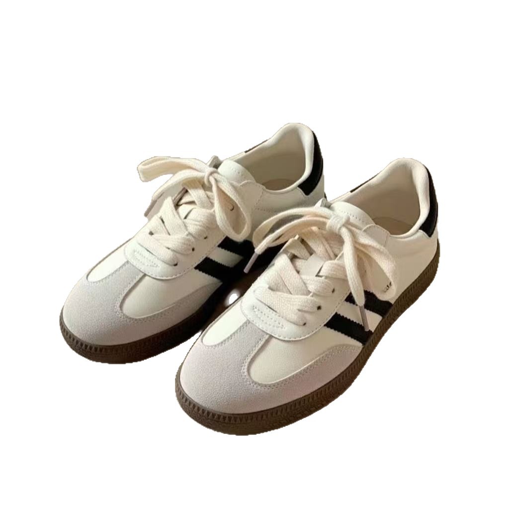 外国貿易春の新作女性用ドイツ訓練靴、レトロな平底白靴、柔らかい底のスポーツとレジャーのスニーカー、トレンディなフォレスト・ガンプの靴