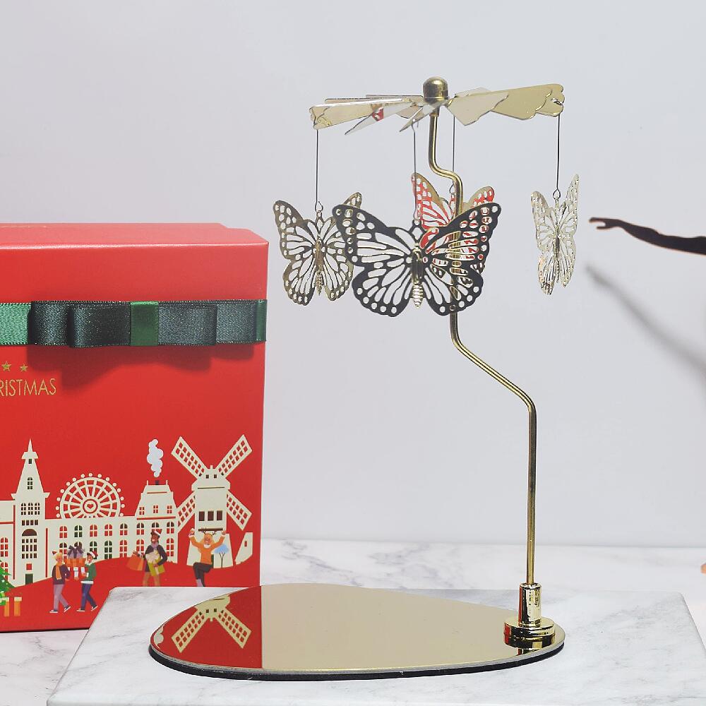 Amazon ins doles Acero inoxidable triángulo redondo bandeja giratoria candelabro aromaterapia vela linterna romántica