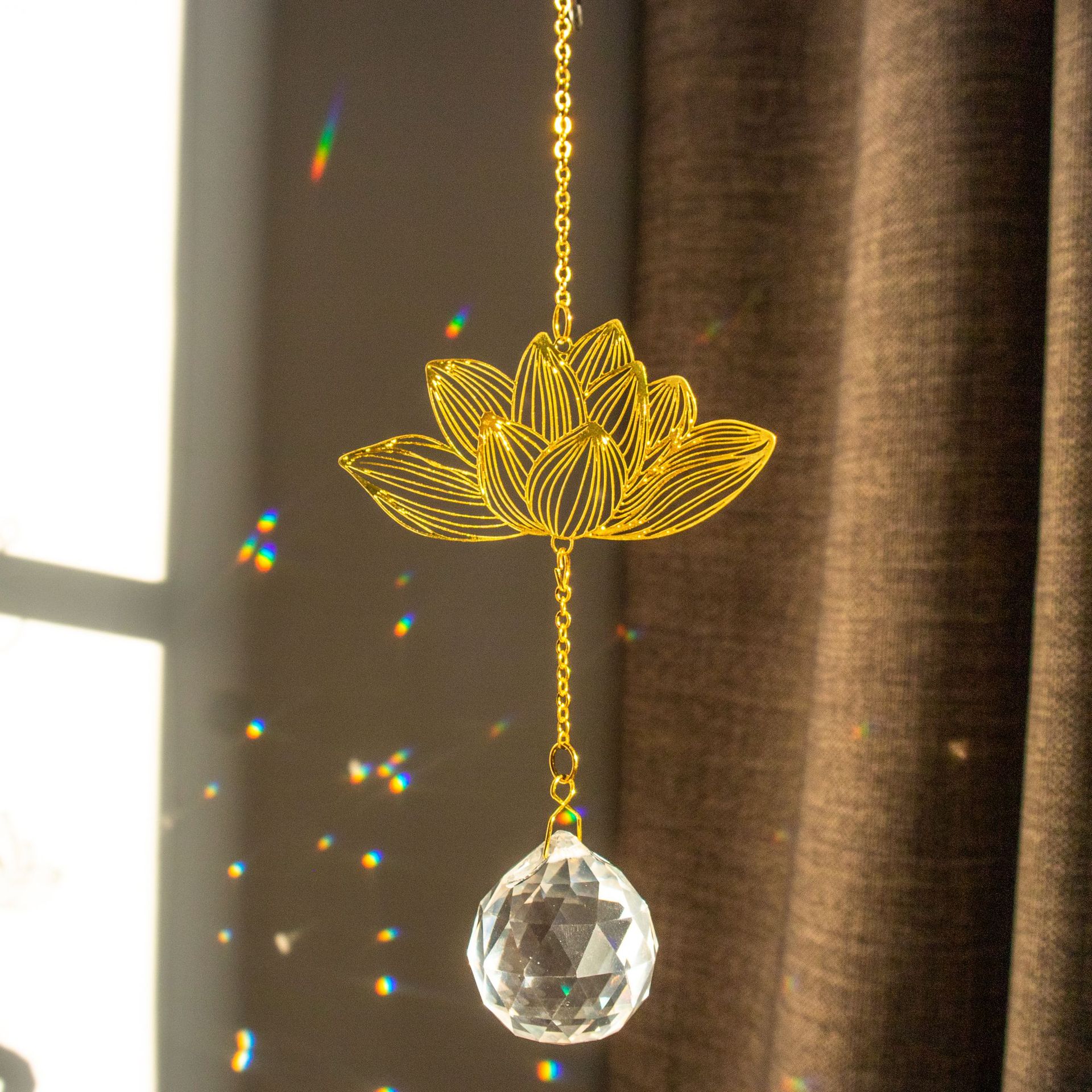 Holiday, Daily Occasion Artificial Crystal, Brass Material Elegant Lotus Artificial Crystal Brass Pendant Artificial Decorations
