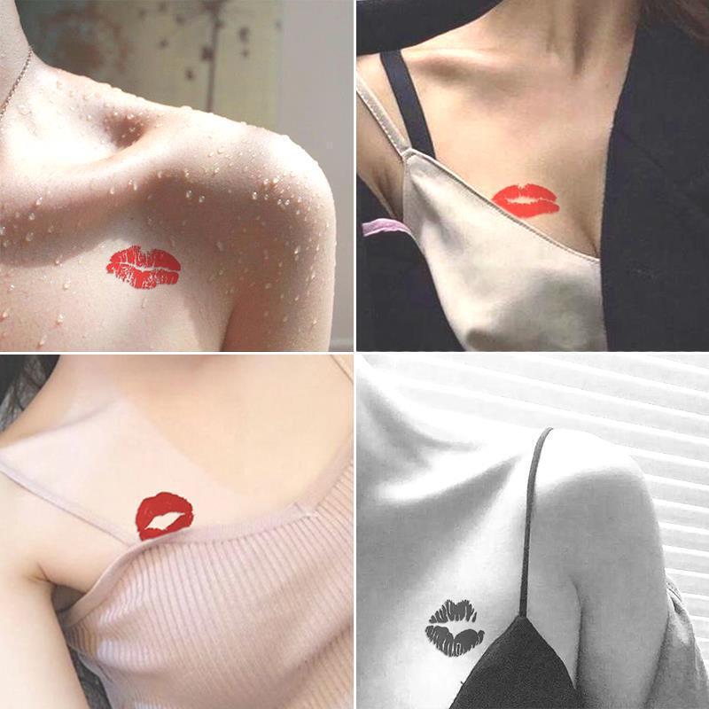 Tattoo Stickers Waterproof Men and Women Long-Lasting Sexy Lip Prints Lips Red Lips Collarbone Ins Style Korean Permanent Artificial Stickers