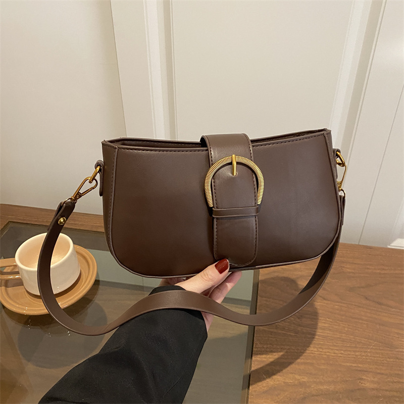 Simple retro hebilla de cinturón bolso de tendencia de mujer 2025 primavera nuevo nicho de diseño de brazo popular bolso de hombro
