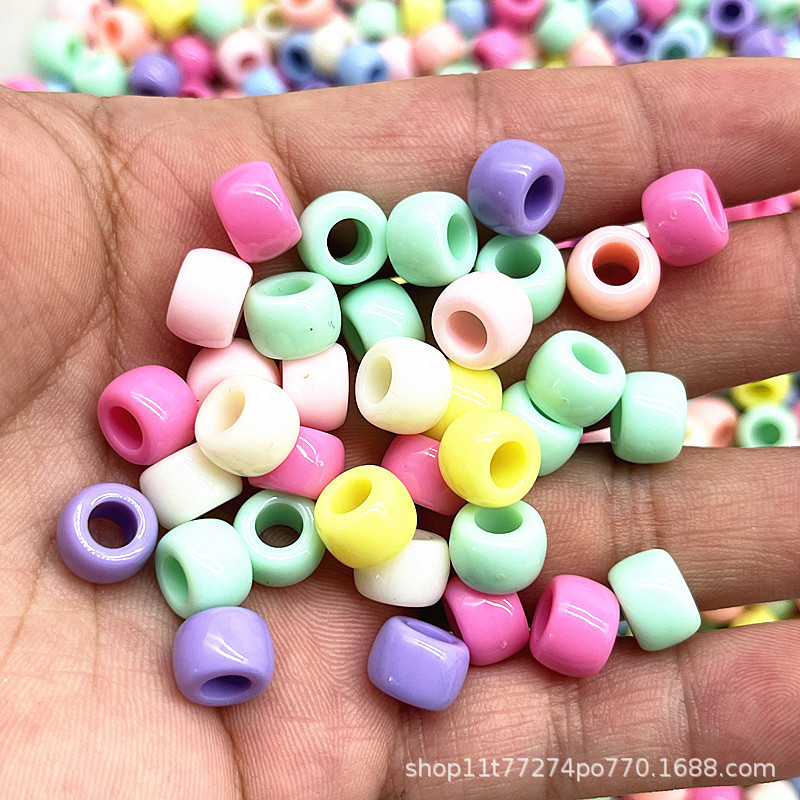 50個の6x9mmの大きな穴の玉のカラーの桶の玉のアクリルの材料のポニービーズのお下げのかつらの数珠の散珠|undefined