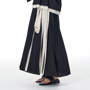 Japanese Style Yamamoto Dark Style Midi Skirt 2025 Summer New Cotton and Linen Oversized Flared Skirt Slimming Skirt 32288