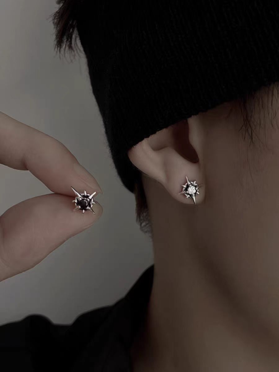 Men's Gender 1 Pair Simple Style Classic Style Solid Color Inlay Titanium Steel Rhinestones Ear Studs