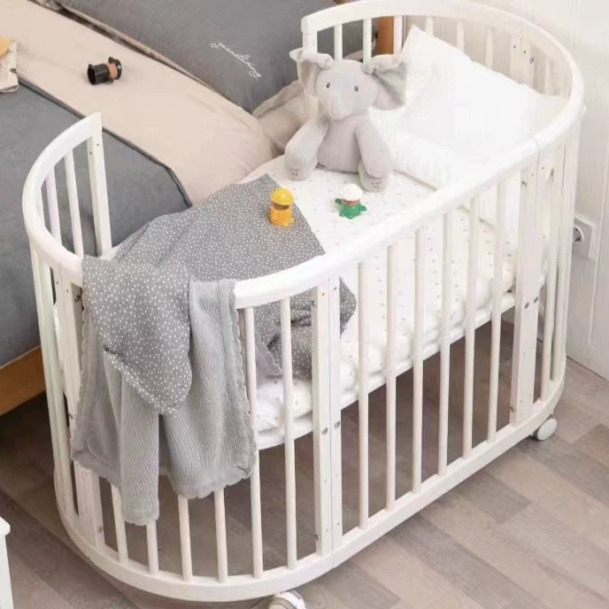 Белая детская кроватка Овальная кровать Детская мозальная кровать может быть добавка Стол для обучения диван-кровать Детская игровая кровать