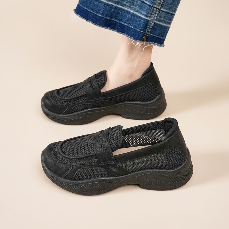 Loafers for Women 2026 New Summer Breathable Thick-Soled Height-Increasing Comfortable Slip-On Casual Hollow-Out Sneakers White Shoes Loafers for Women 2026 New Summer Breathable Thick-Soled Height-Increasing Comfortable Slip-On Casual Hollow-Out Sneakers White Shoes