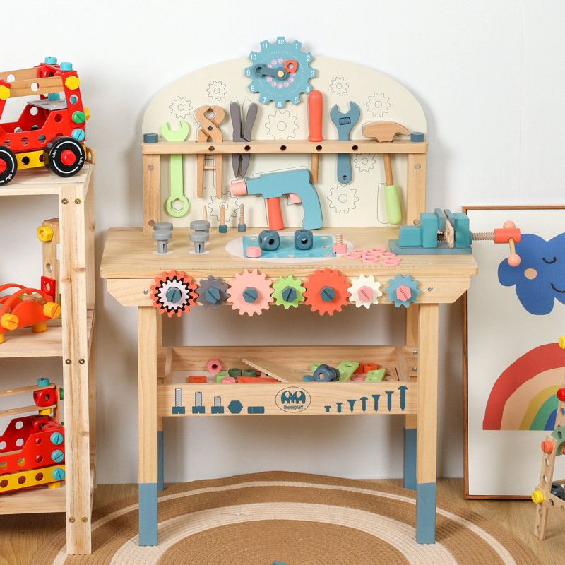 Gran juego de muebles para el hogar juguetes tornillos de madera mesa de herramientas desmontaje, mantenimiento, simulación de gestión, juego de mesa de herramientas para niños y niñas