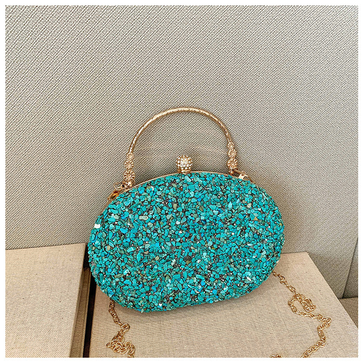 Bolsa de cena de diamantes transfronterizos mayorista de damas bolsa de cena de diamantes oval bolsa de fiesta de lujo bolsa de mano boda