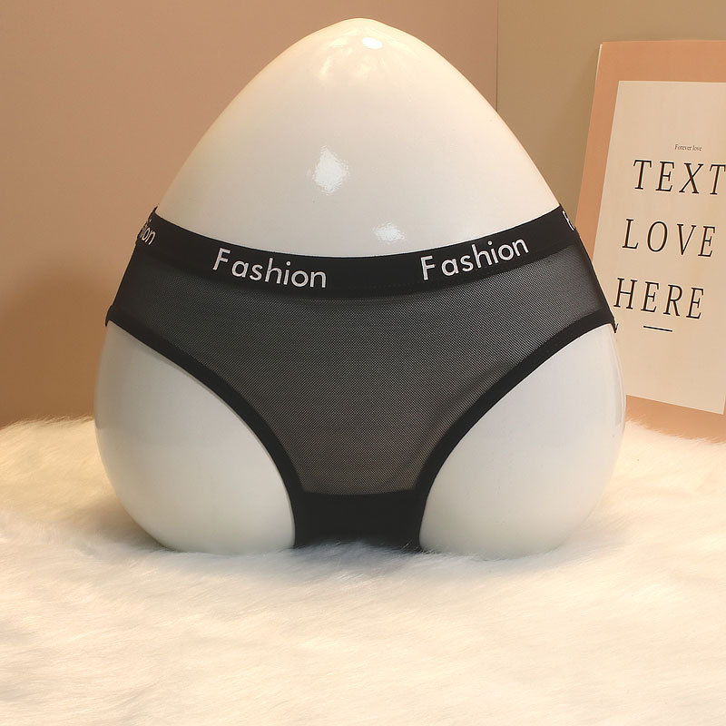 Sexy seductive breathable mesh fabric English letters fashion sports style ladies underwear ultra-thin briefs