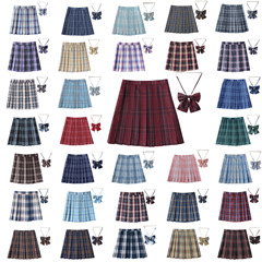 オリジナル日韓jk制服スカート大きいサイズチェック柄プリーツスカートレディースハーフハイウエストショートスカート越境電子商取引ネット有名人