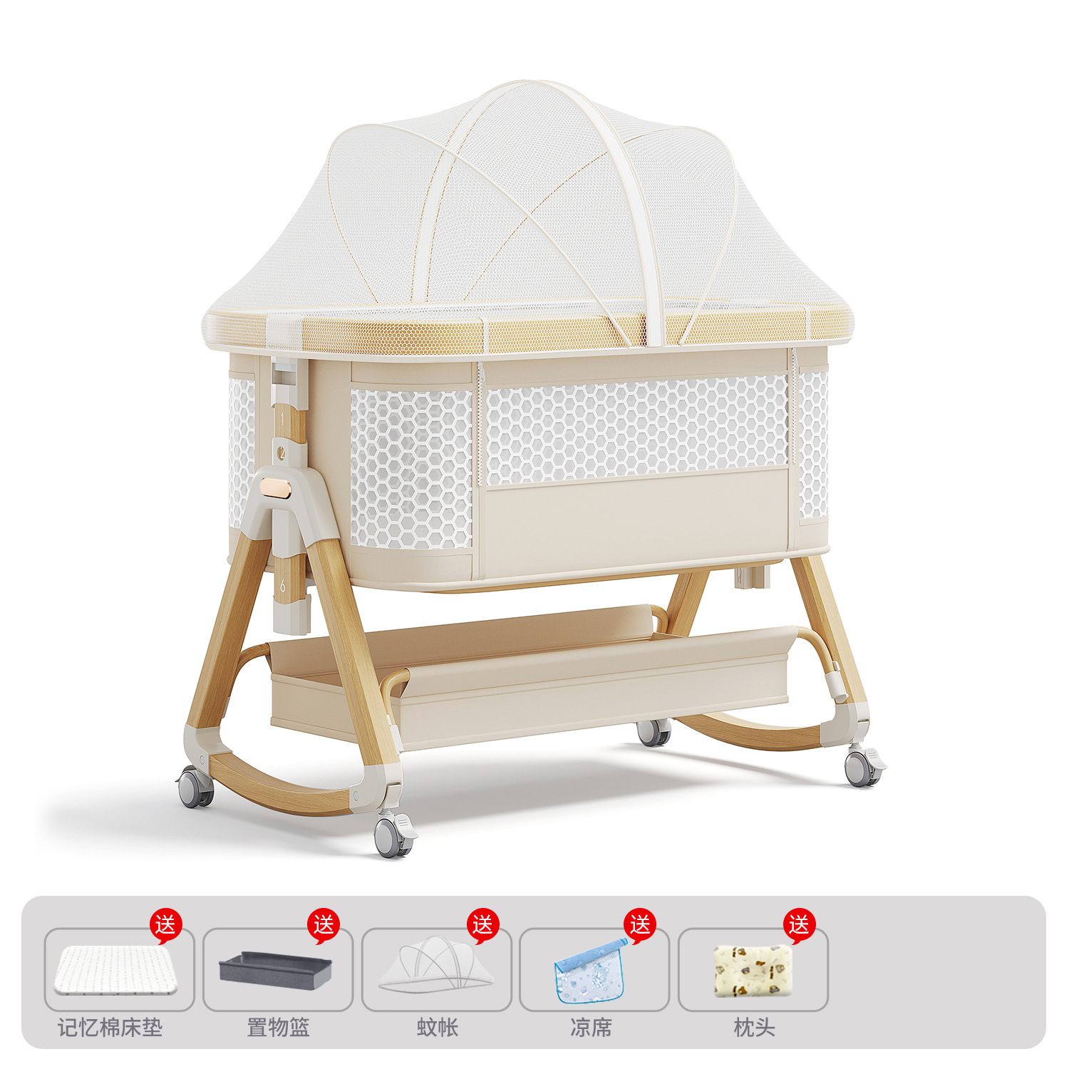 Cama de bebé móvil portátil cuna cama plegable multifuncional BB cama para recién nacidos empalme cama grande