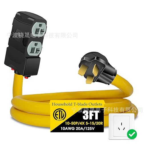 50 Amp to 20 Amp 110V Adapter, Compatible with Nema 10-50P to 4-Prong 5-20R/15R