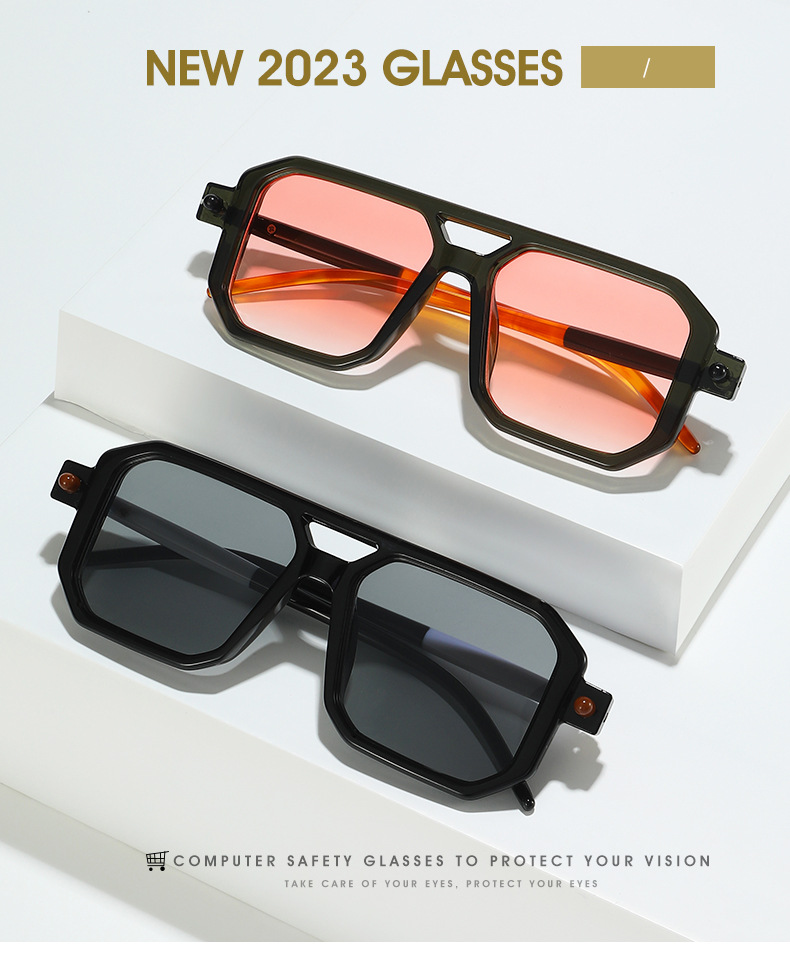 Basic Streetwear Geometric Ac Square Full Frame Men's Sunglasses display picture 1