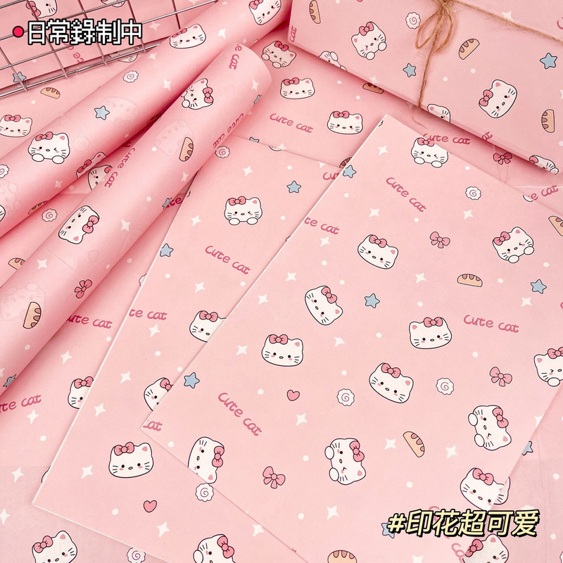 かわいいグルメ猫の包装紙イン高価値絶妙なクリエイティブ誕生日友人ギフト包装ガーリーハート|undefined