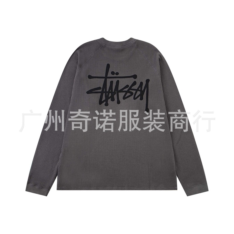 跨境高品 美式2025 秋季系列 logo徽标设计水洗插肩袖360克华夫格|undefined