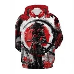 Venta caliente Tinta Jianghu Hero Swordsman Impresión 3D Hombres Moda callejera suelta de manga larga con cordón suéter con capucha