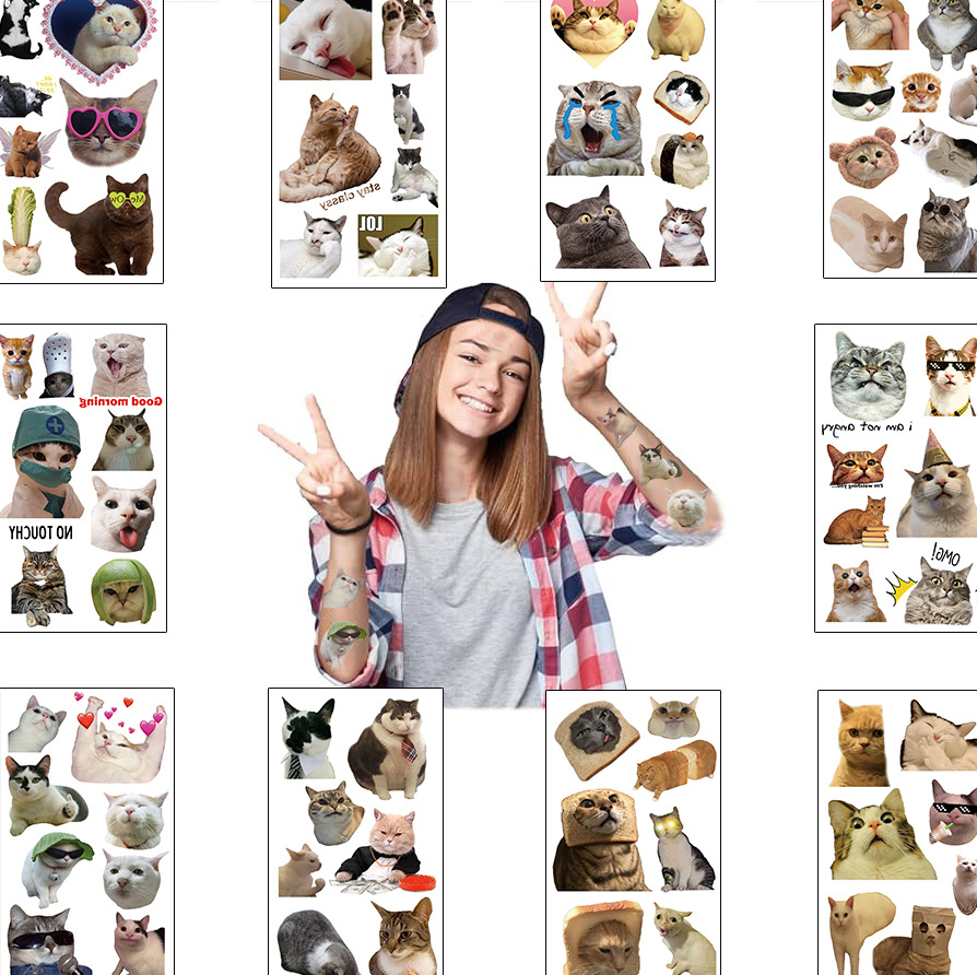 18g Weight tattoo stickers Event & Party Supplies 10 PCS/Package Quantity Holiday, Party Occasion Transfer decal Material Cat Pattern Cat Transfer Decal Tattoos & Body Art 10 PCS/Package 11