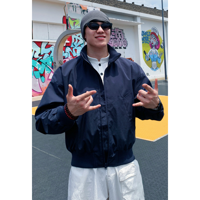 美式复古飞行员夹克男春秋季运动极简风宽松休闲cleanfit上衣外套|undefined
