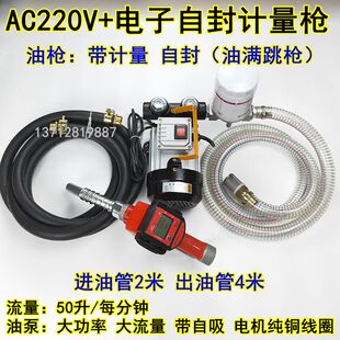 Electric Oil Pump 12V24V220V Household Vehicle-Mounted Refueling Machine Diesel Self-Priming Pump with Unit Price Metering Refueling Gun