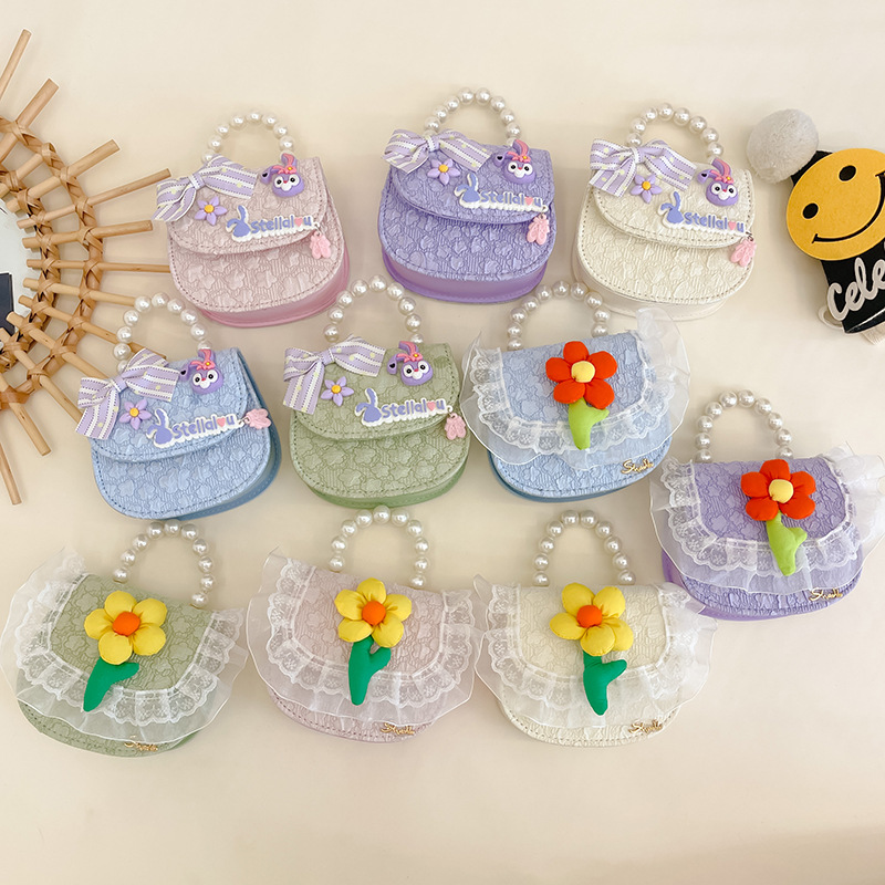 Nuevo bolso de los niños lindo pequeña flor exquisito mini monedero moda princesa bolso de estilo occidental bolsa de mensajero