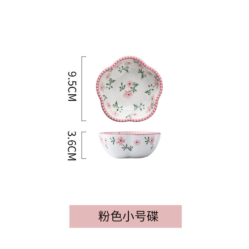 Ceramic tableware set, floral print, high-quality home dinnerware, assorted sizes