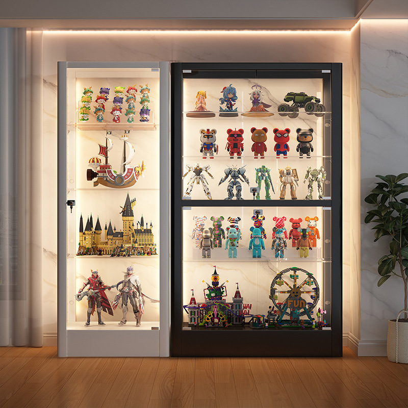 手办展示柜带灯玻璃柜防尘透明乐高展示柜家用模型玩具柜子展示架