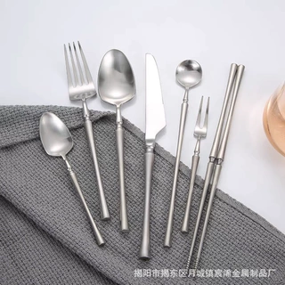 304不锈钢小蛮腰西餐具 砂光加厚酒店餐厅牛排刀叉勺甜品叉勺套装