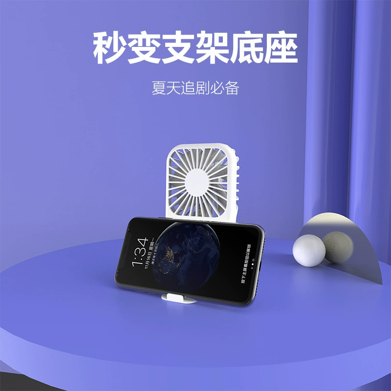 Карманный ручной вентилятор, ABS‑пластик, 3 скорости, складная подставка, USB, 13×7,3×3 см