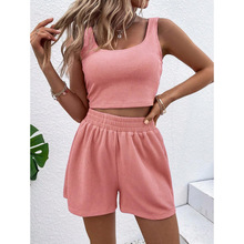 A 26936 Girlish knit sleeveless solid set ��Ů����֯���䴿ɫ