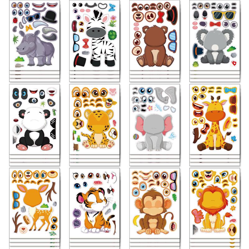 CM2408001 children's cartoon animal theme parent-child interactive puzzle hand account DIY face stickers CM2408001 children's cartoon animal theme parent-child interactive puzzle hand account DIY face stickers