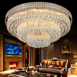 水晶灯客厅灯现代简约大气欧式家用圆形吸顶灯led卧室灯灯饰灯具
