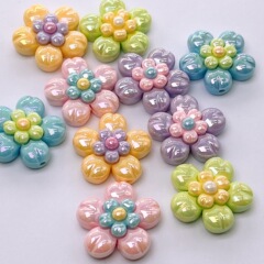 27 ミリメートルスルーホール電気メッキ二層五弁花 diy 穴付き小さな花ビーズルースビーズ diy キーチェーンジュエリーアクセサリー