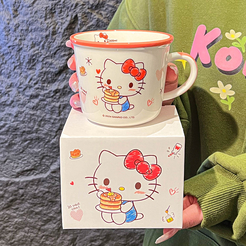 Sanrio serie de tazas de familia tazas de cerámica tazas de desayuno tazas de leche de alta calidad de cara chica hermosa escala de dibujos animados tazas
