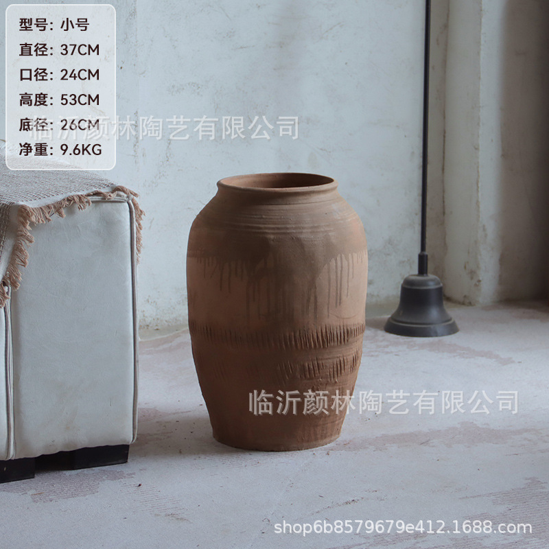 Hecho a mano vasijas de cerámica de tierra combinación de vasijas de cerámica Zen antiguo arte chino decoración de vivienda de cerámica gruesa