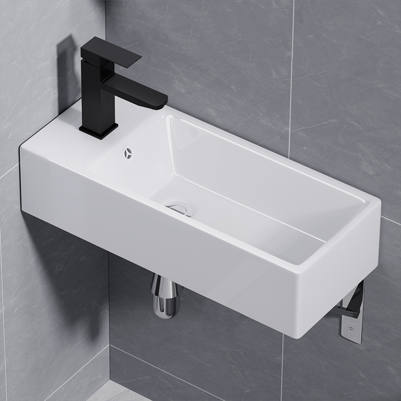 Small-Sized Wall-Mounted Washbasin with Narrow Edges and Deepened Ceramic Hanging Basin Bathroom Balcony Mini Washbasin Washbasin
