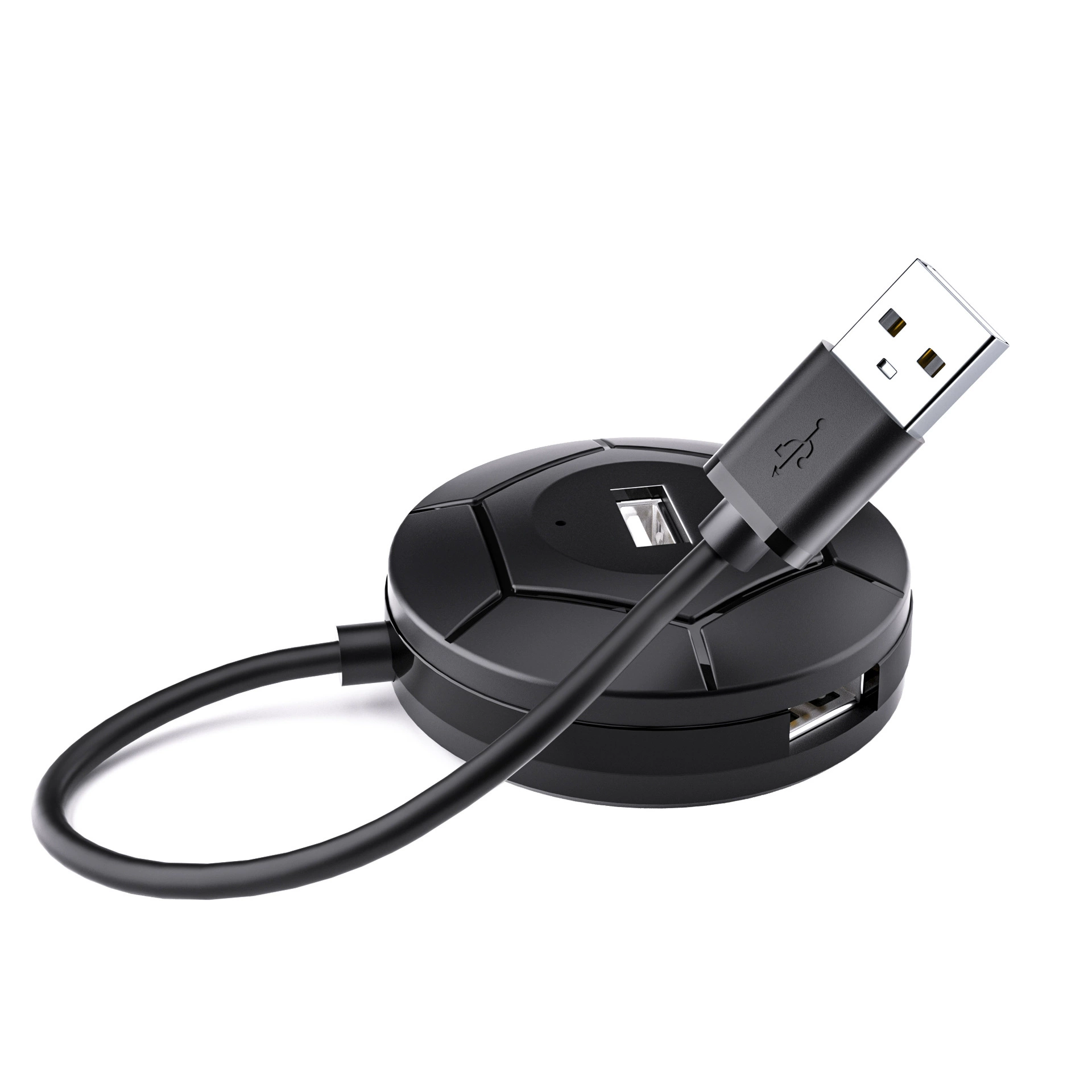 Хаб USB 2.0 разветвитель 1–4 порта, совместим с PD быстрой зарядкой, кабель 0.3 м, черный/белый