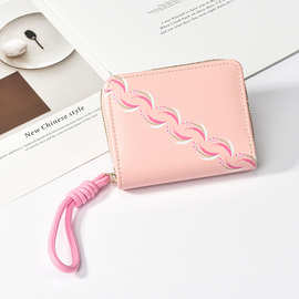 2024新款创意鱼骨花女士钱包韩版拉链零钱包女生钱夹wallet短款