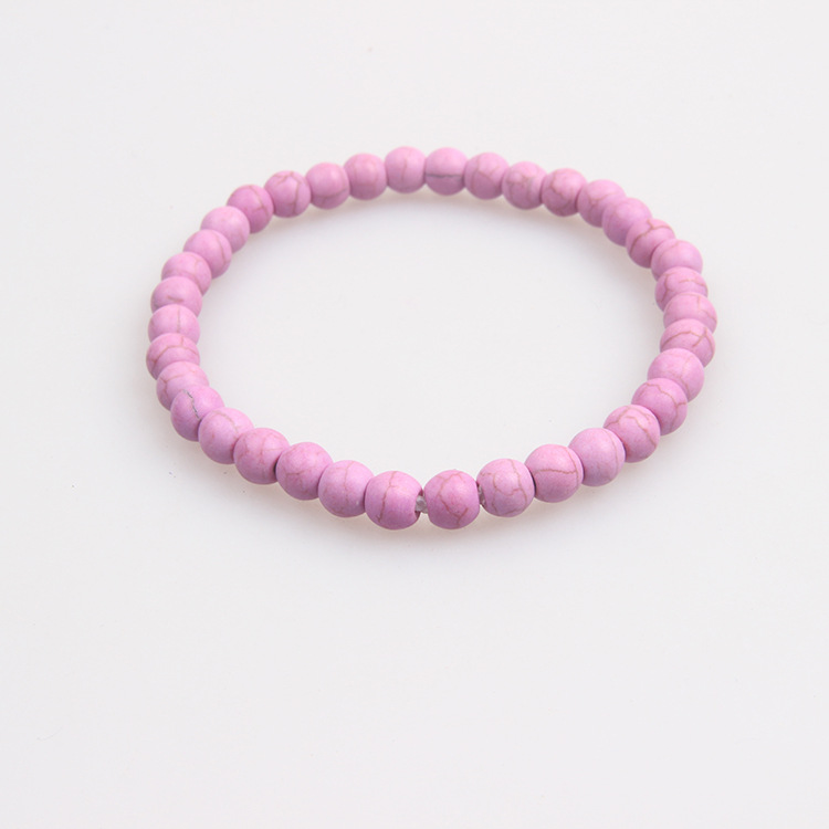 최적화된 청록색 보라색 팔찌 6mm, 약 34개, 8g