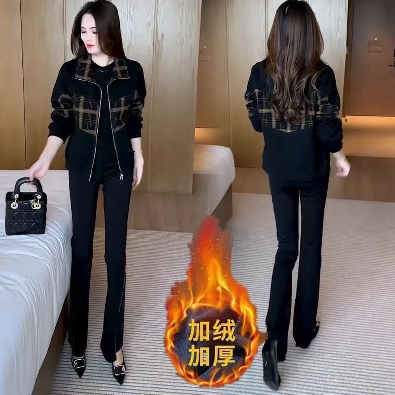 格子外套女秋冬新款加绒百搭时尚短款显瘦休闲减龄小个子上衣女装|undefined