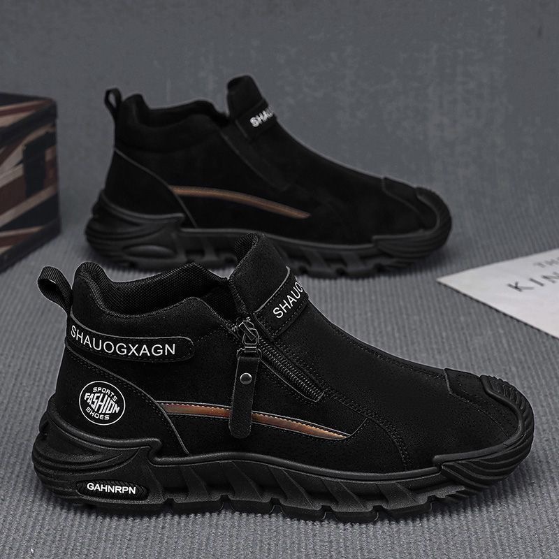 Zapatos de seguro laboral zapatos masculinos nuevos zapatos de alta ayuda en otoño zapatos masculinos antideslizantes y resistentes al desgaste sitio de construcción para trabajar deportes y ocio Martin