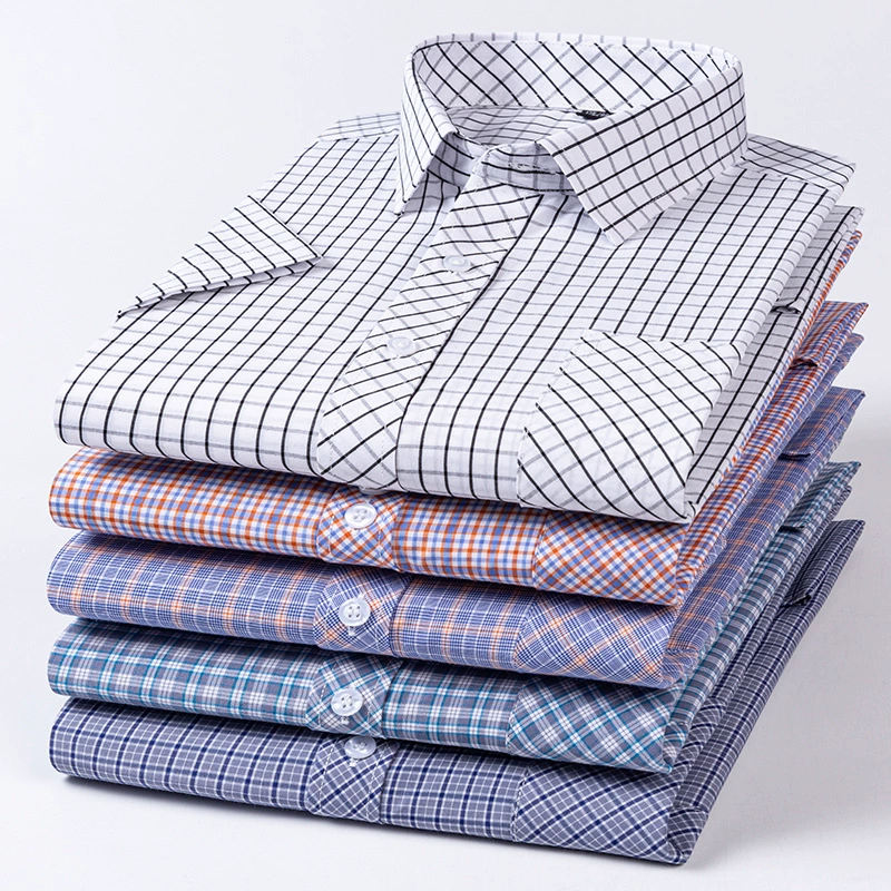 Фабрика прямых продаж летом тонкая хлопчатобумажная молодежная мужская рубашка с короткими рукавами модная повседневная клетчатая рубашка дышащая пот