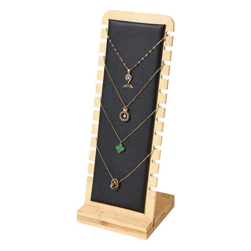 Expositor de collares de bambú, colgador para collares y accesorios, soporte para fotos de collares, estante para guardar pequeños accesorios image 1